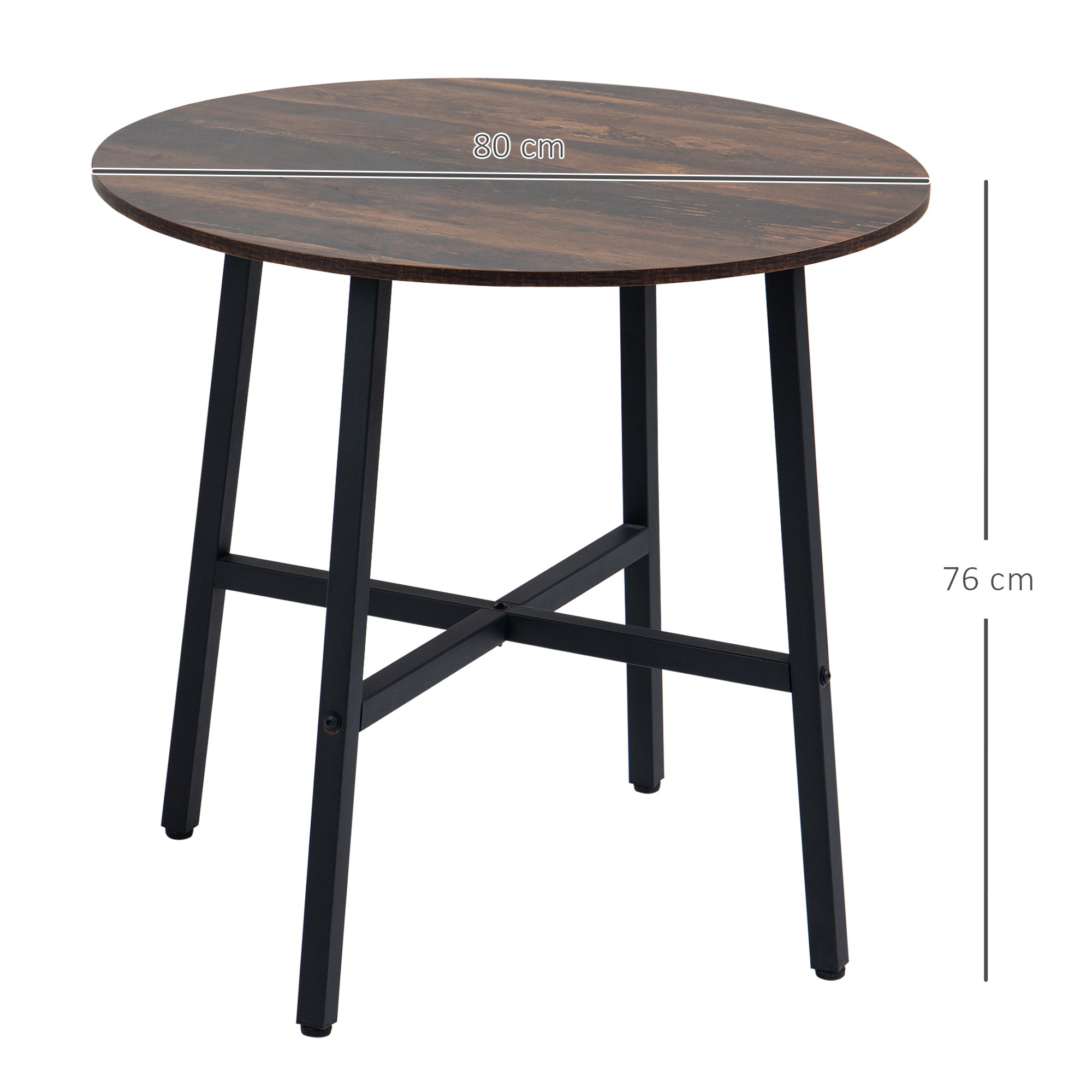 Dining Table Kitchen Table for 4 Persons, Living Room Table in Modern Design for Dining Room, Kitchen, Steel, Brown, 80 x 80 x 76 cm