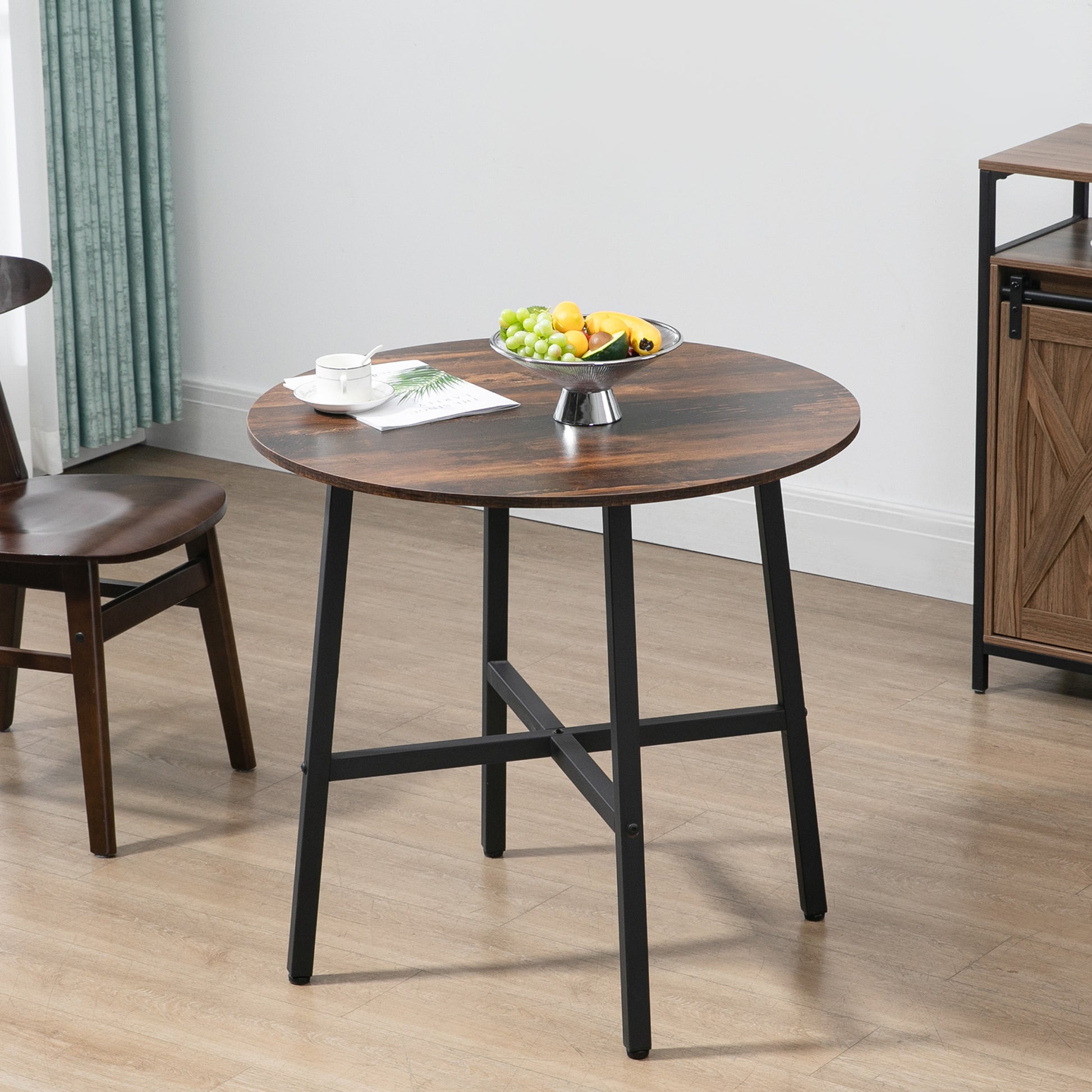Dining Table Kitchen Table for 4 Persons, Living Room Table in Modern Design for Dining Room, Kitchen, Steel, Brown, 80 x 80 x 76 cm