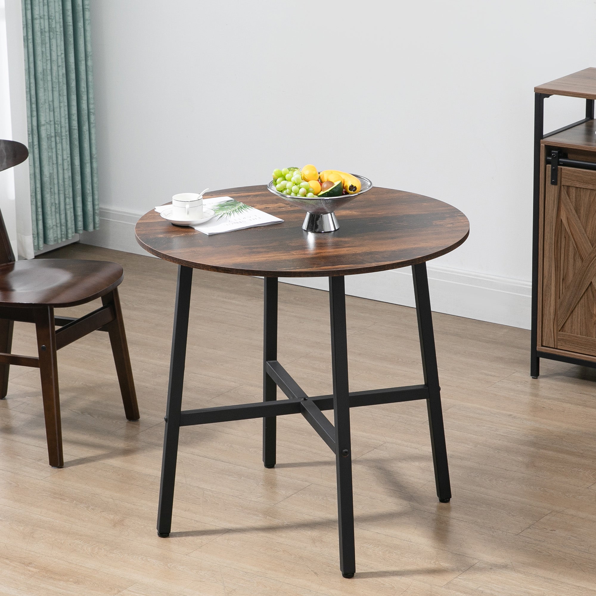 Dining Table Kitchen Table for 4 Persons, Living Room Table in Modern Design for Dining Room, Kitchen, Steel, Brown, 80 x 80 x 76 cm