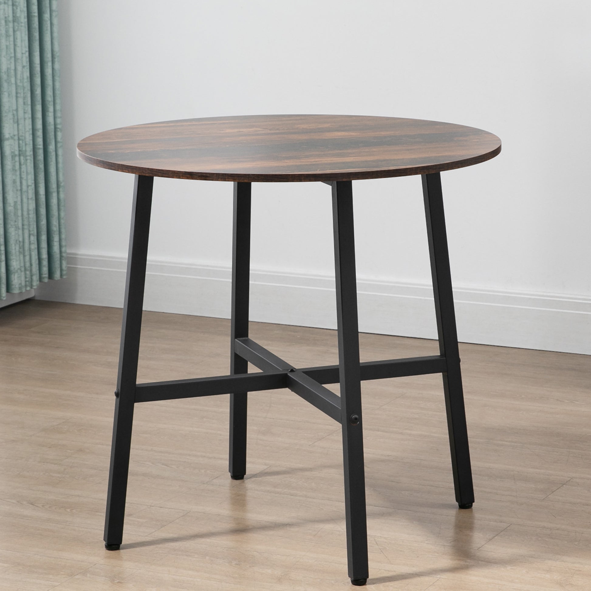 Dining Table Kitchen Table for 4 Persons, Living Room Table in Modern Design for Dining Room, Kitchen, Steel, Brown, 80 x 80 x 76 cm