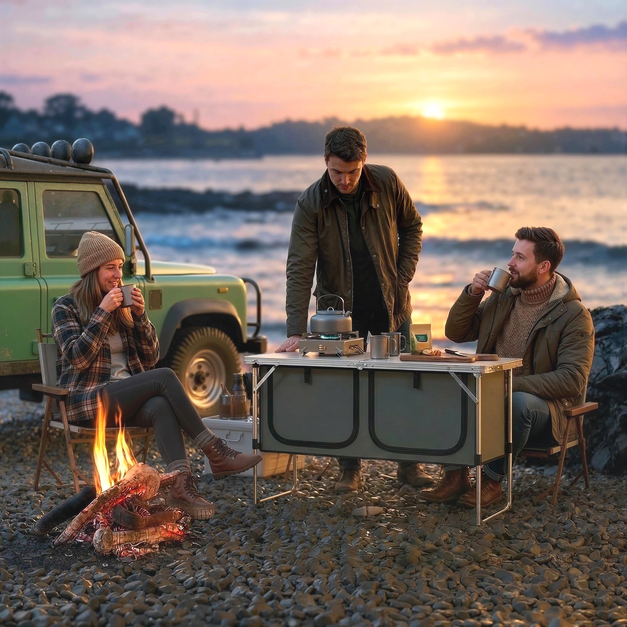 Folding Camping Kitchen Table with Portable Oxford Fabric Cabinet, Aluminum Frame, for Picnic, BBQ & Outdoor Activities, 47.2 x 18.5 x 27.6 in, Silver