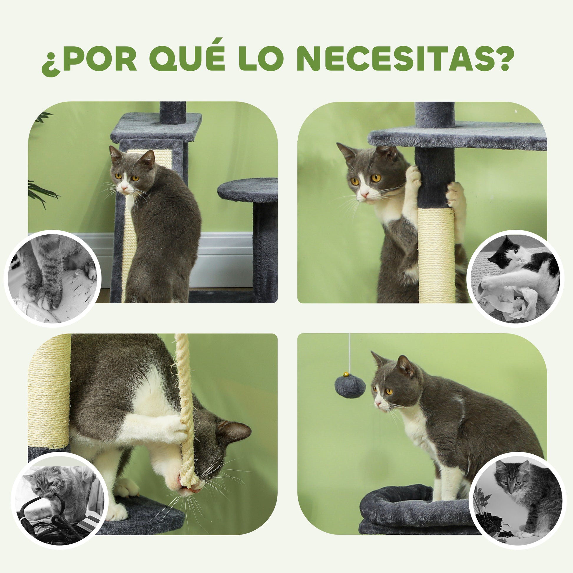 Cat Scratcher Tree 134 cm Cat Tower Scratching Post for Cats with Nests Cave Platforms Toy Balls and Sisal Posts Dark Gray