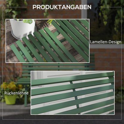 2-Seater Aluminum Garden Bench, Weatherproof Bench, UV-Resistant Garden Furniture with Slatted Design, Park Bench 240kg Load Capacity, Balcony Bench for Balcony Terrace, Garden, 123x67x79cm, Green