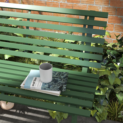 2-Seater Aluminum Garden Bench, Weatherproof Bench, UV-Resistant Garden Furniture with Slatted Design, Park Bench 240kg Load Capacity, Balcony Bench for Balcony Terrace, Garden, 123x67x79cm, Green