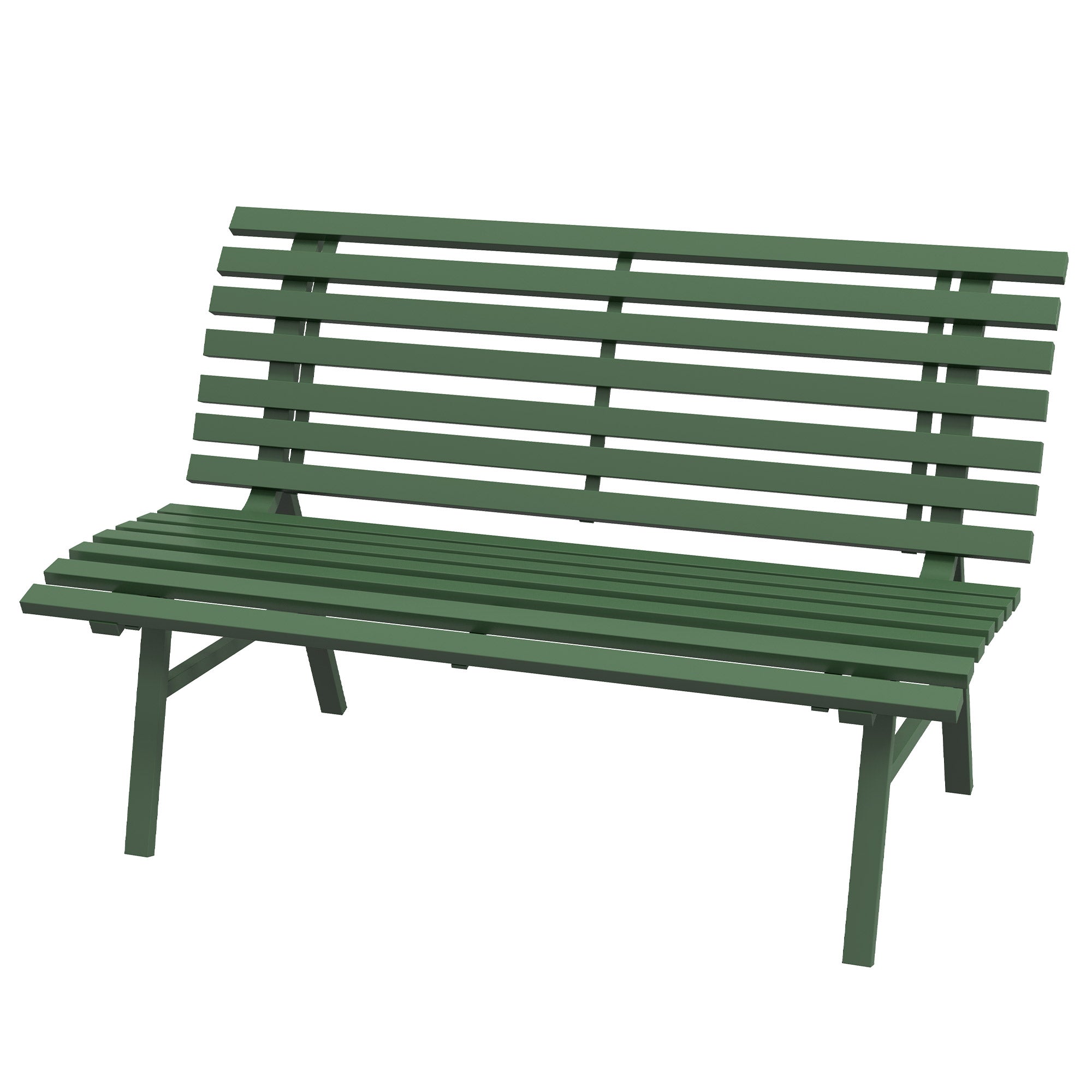 2-Seater Aluminum Garden Bench, Weatherproof Bench, UV-Resistant Garden Furniture with Slatted Design, Park Bench 240kg Load Capacity, Balcony Bench for Balcony Terrace, Garden, 123x67x79cm, Green