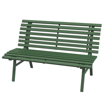 2-Seater Aluminum Garden Bench, Weatherproof Bench, UV-Resistant Garden Furniture with Slatted Design, Park Bench 240kg Load Capacity, Balcony Bench for Balcony Terrace, Garden, 123x67x79cm, Green