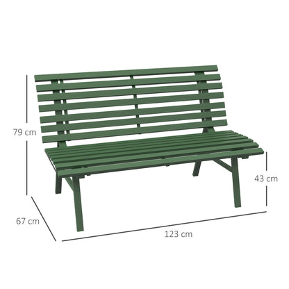 2-Seater Aluminum Garden Bench, Weatherproof Bench, UV-Resistant Garden Furniture with Slatted Design, Park Bench 240kg Load Capacity, Balcony Bench for Balcony Terrace, Garden, 123x67x79cm, Green