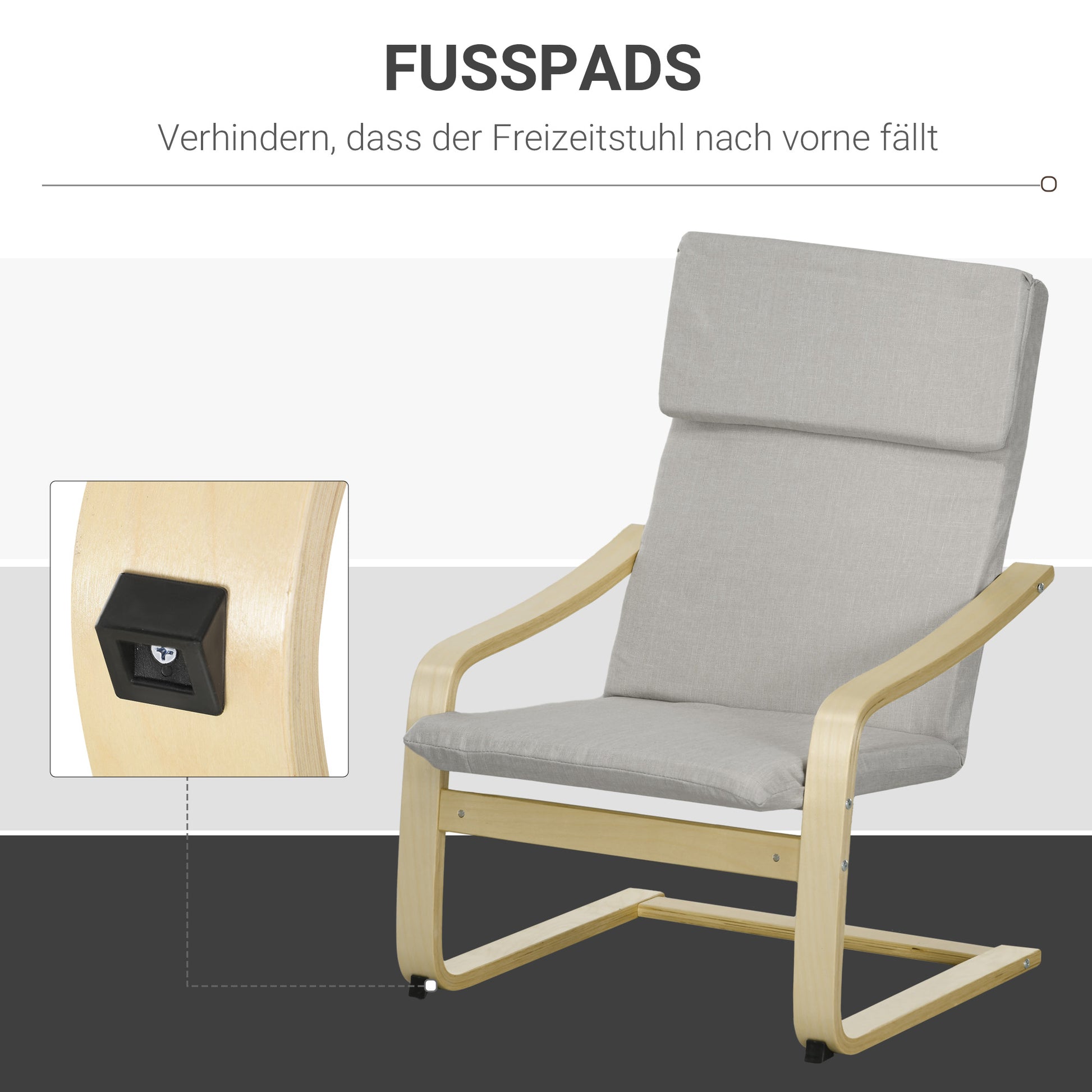 Recliner with Footstool, Lounge Chair with Ottoman, Reading Chair, Recliner with Armrest, Rocking Chair, Reclining Chair with Linen Cover for Living Room, Balcony, Hallway, Light Gray 66.5 x 80 x 99 cm