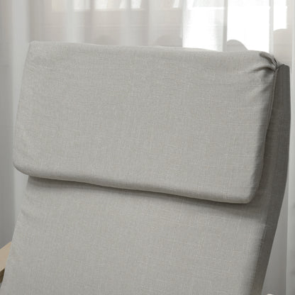 Recliner with Footstool, Lounge Chair with Ottoman, Reading Chair, Recliner with Armrest, Rocking Chair, Reclining Chair with Linen Cover for Living Room, Balcony, Hallway, Light Gray 66.5 x 80 x 99 cm