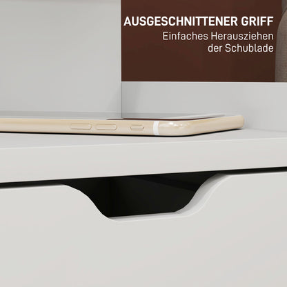 bedside table, side table with 2 drawers, open compartment, nightstand, bedside cabinet for bedroom, living room, White, 40 x 30 x 60 cm