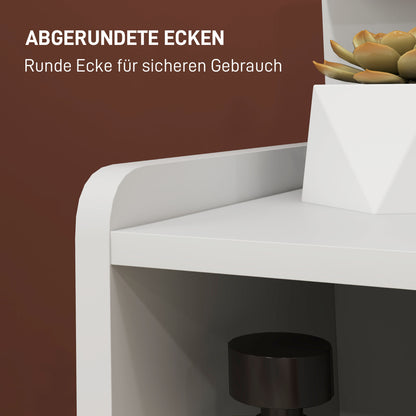 bedside table, side table with 2 drawers, open compartment, nightstand, bedside cabinet for bedroom, living room, White, 40 x 30 x 60 cm