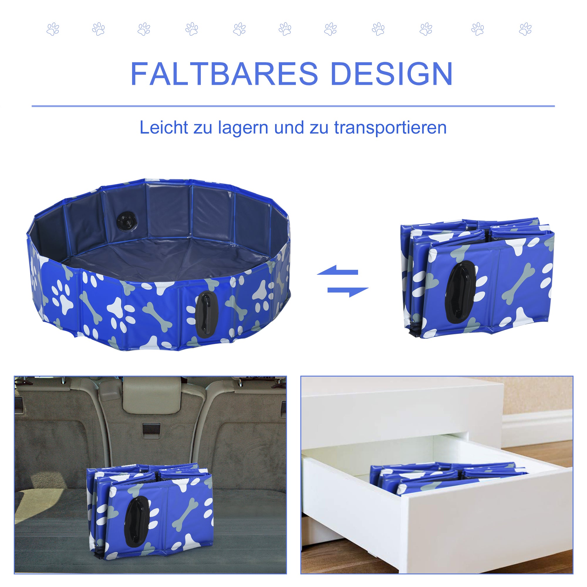 Dog Pool Foldable Paddling Pool for Dogs up to 25 kg Ø80 x 20 cm Non-slip Dog Bathtub Swimming Pool Swimming Pool for Dogs and Cats