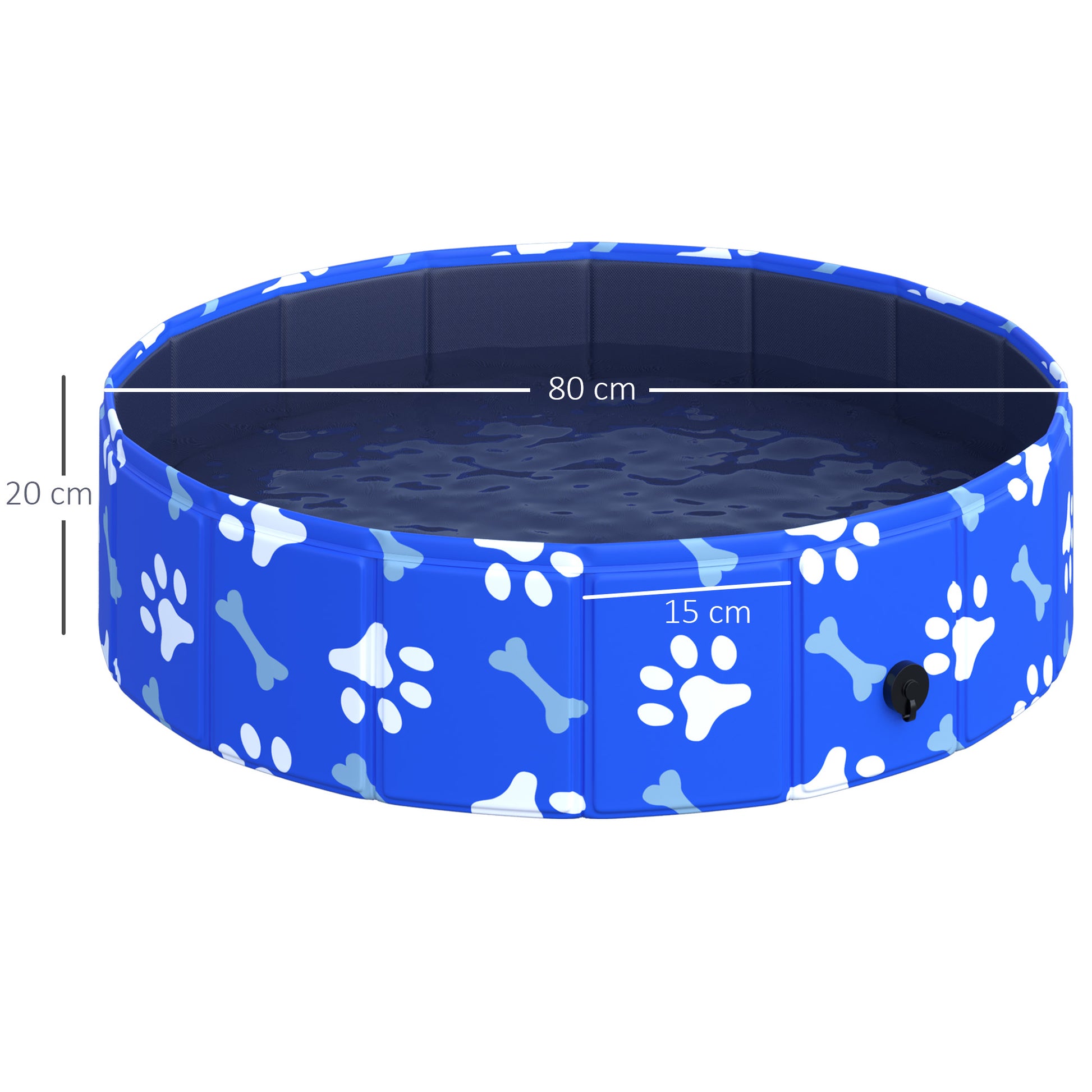 Dog Pool Foldable Paddling Pool for Dogs up to 25 kg Ø80 x 20 cm Non-slip Dog Bathtub Swimming Pool Swimming Pool for Dogs and Cats
