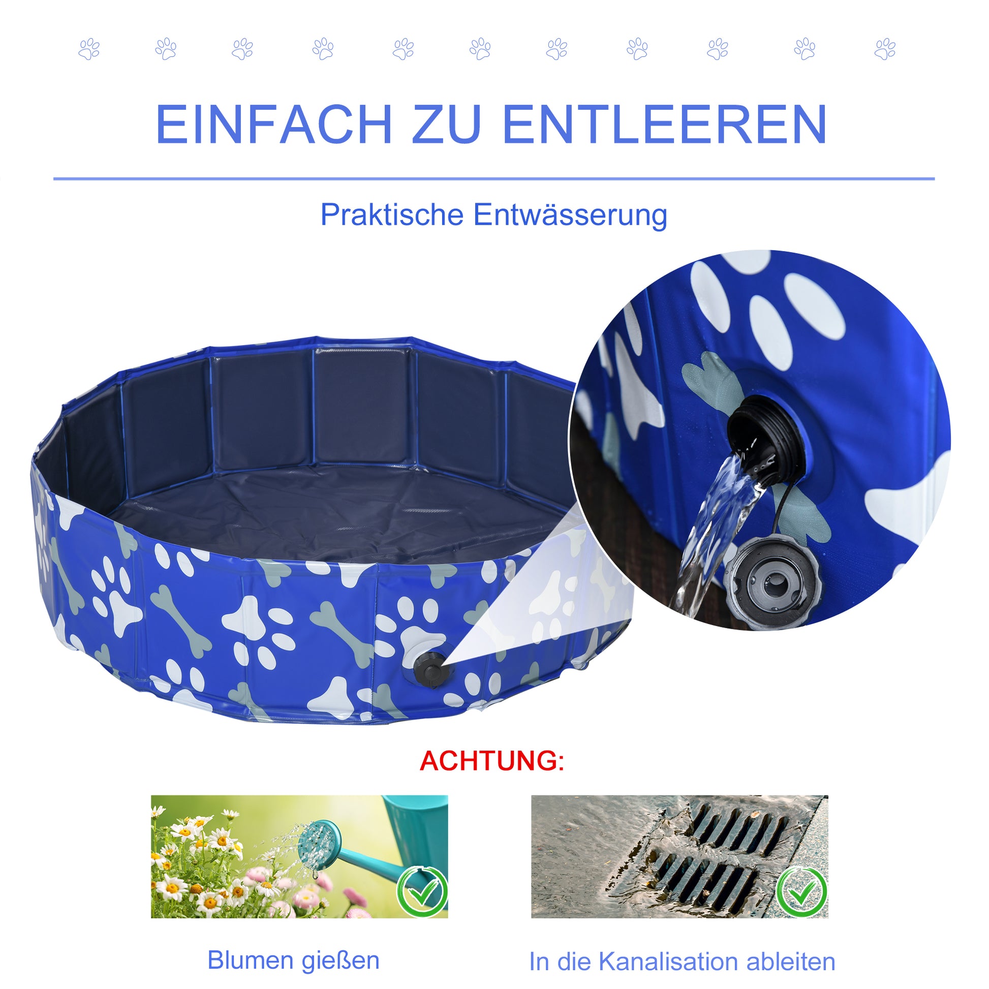 Dog Pool Foldable Paddling Pool for Dogs up to 25 kg Ø80 x 20 cm Non-slip Dog Bathtub Swimming Pool Swimming Pool for Dogs and Cats