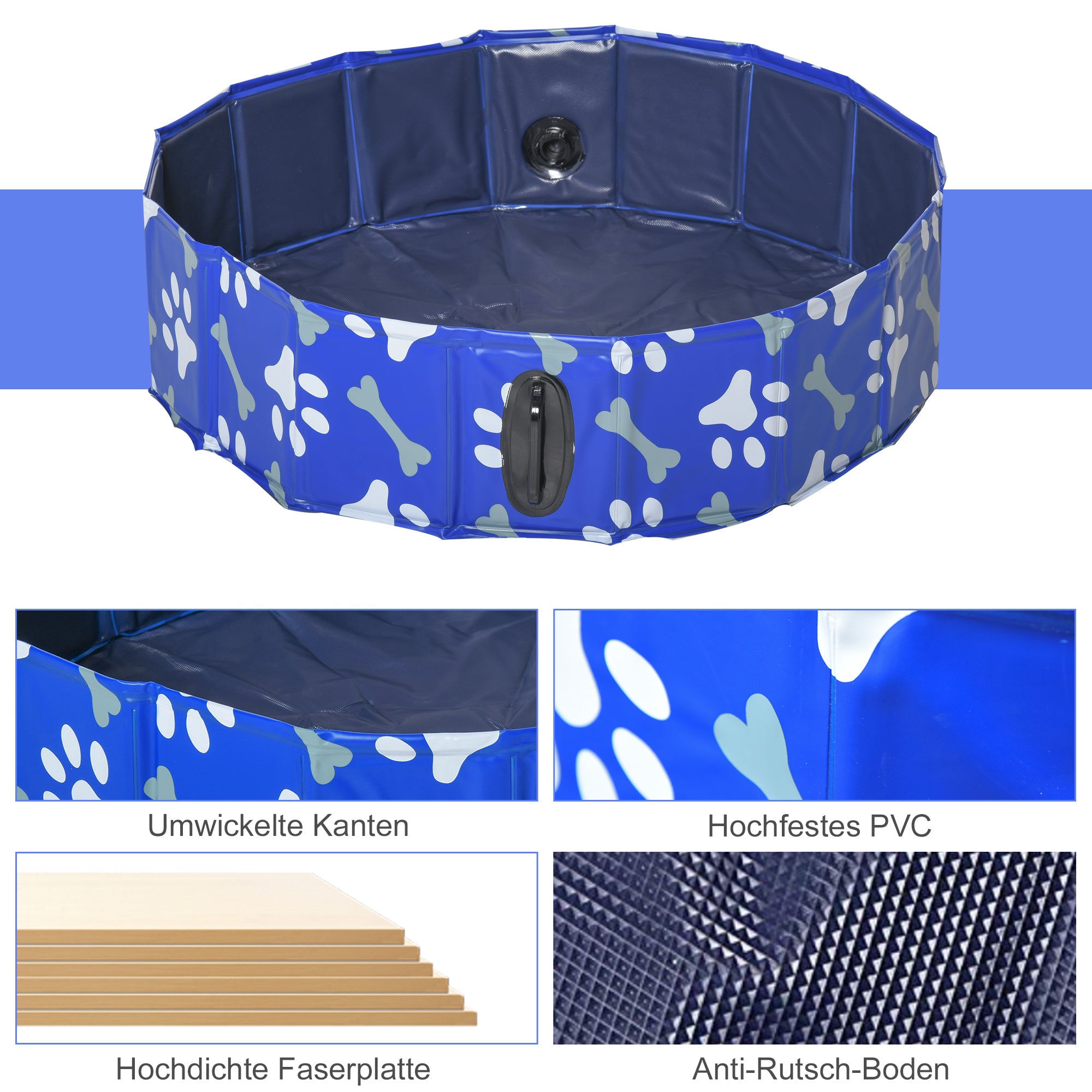 Dog Pool Foldable Paddling Pool for Dogs up to 25 kg Ø80 x 20 cm Non-slip Dog Bathtub Swimming Pool Swimming Pool for Dogs and Cats