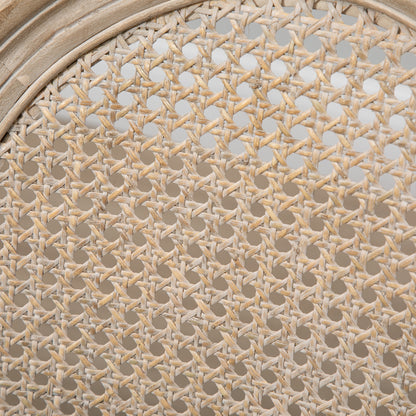 Dining Chairs 2-Piece Set Kitchen Chair with Rattan Backrest, Linen Look, Upholstered Chair in French Style, for Living Room, Dining Room, Gray