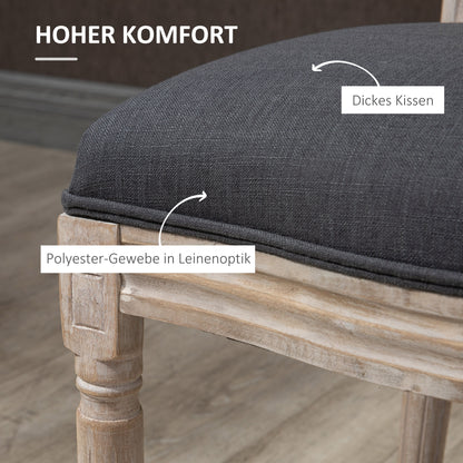 Dining Chairs 2-Piece Set Kitchen Chair with Rattan Backrest, Linen Look, Upholstered Chair in French Style, for Living Room, Dining Room, Gray