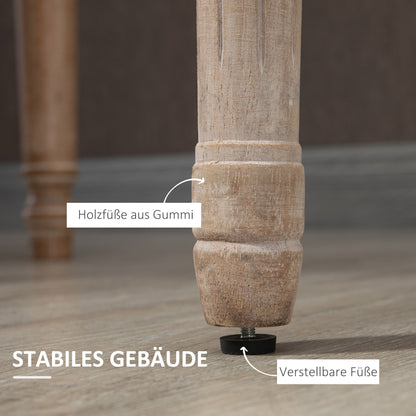 Dining Chairs 2-Piece Set Kitchen Chair with Rattan Backrest, Linen Look, Upholstered Chair in French Style, for Living Room, Dining Room, Gray