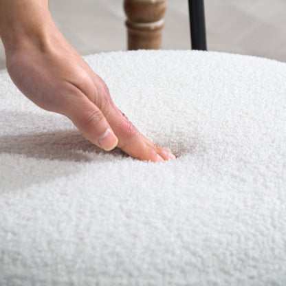 Set of 2 dining chairs kitchen bohemian chair with rattan backrest, padded seat and metal legs for living room, dining room, bedroom, white