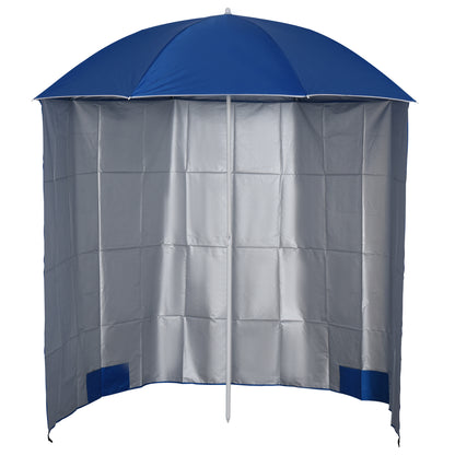Sun Beach Umbrella Sun Protection with Side Wall Beach Polyester Blue 2.2 x H2.2m