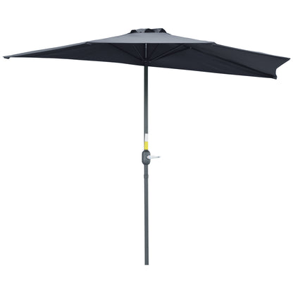 Parasol 106.2x54.3x92.9 inches Garden Umbrella with Crank and Semicircular Shape for Outdoor, Terrace, Patio, Pool Gray