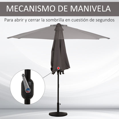 Parasol 106.2x54.3x92.9 inches Garden Umbrella with Crank and Semicircular Shape for Outdoor, Terrace, Patio, Pool Gray