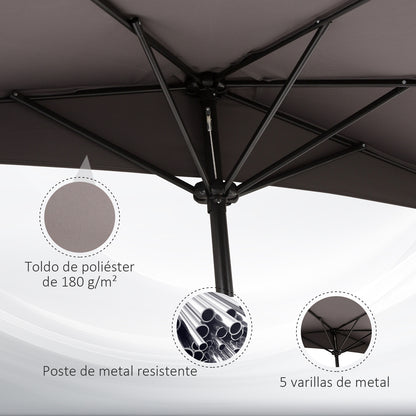Parasol 106.2x54.3x92.9 inches Garden Umbrella with Crank and Semicircular Shape for Outdoor, Terrace, Patio, Pool Gray