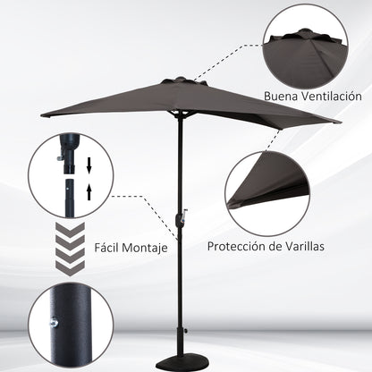 Parasol 106.2x54.3x92.9 inches Garden Umbrella with Crank and Semicircular Shape for Outdoor, Terrace, Patio, Pool Gray