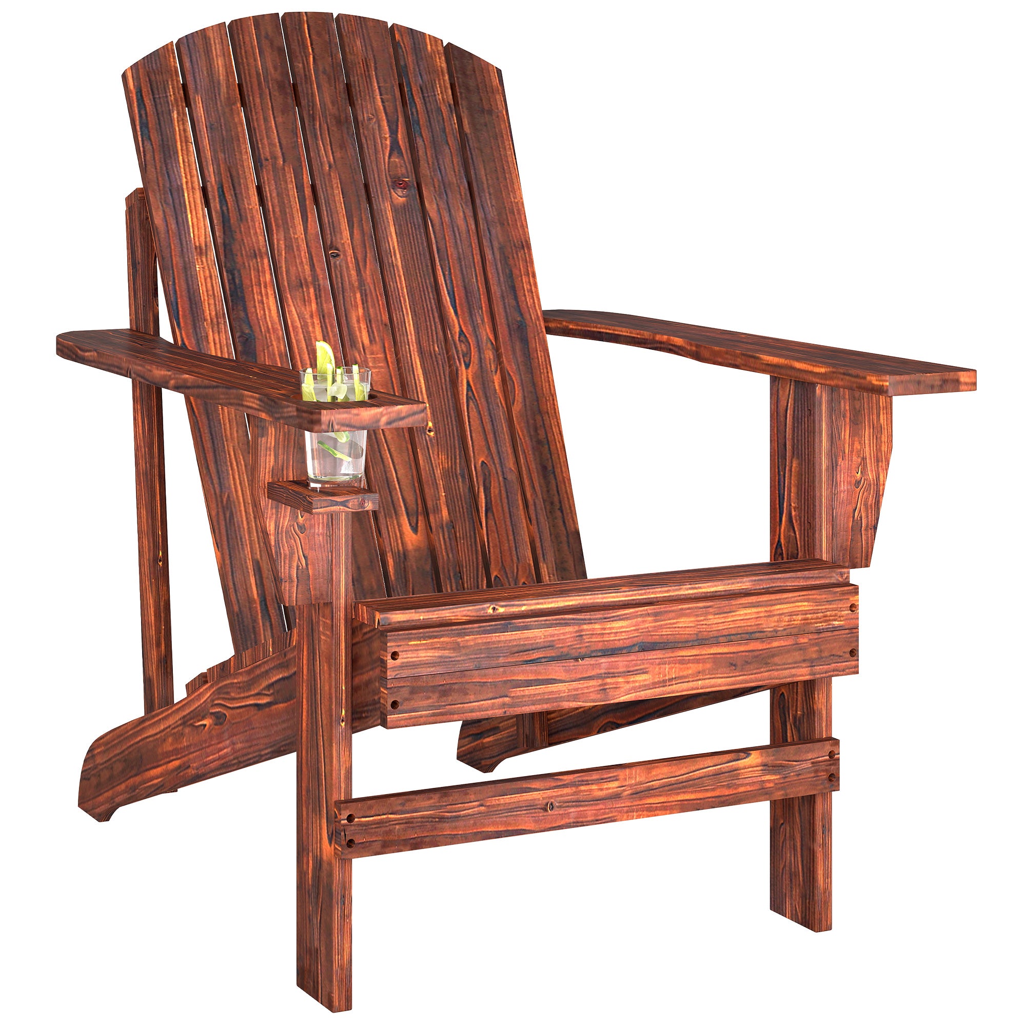 Adirondack Garden Chair with Cup Holder Garden Lounger Balcony Chair Solid Wood Charcoal 72.5 x 97 x 93 cm