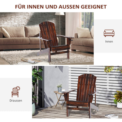 Adirondack Garden Chair with Cup Holder Garden Lounger Balcony Chair Solid Wood Charcoal 72.5 x 97 x 93 cm
