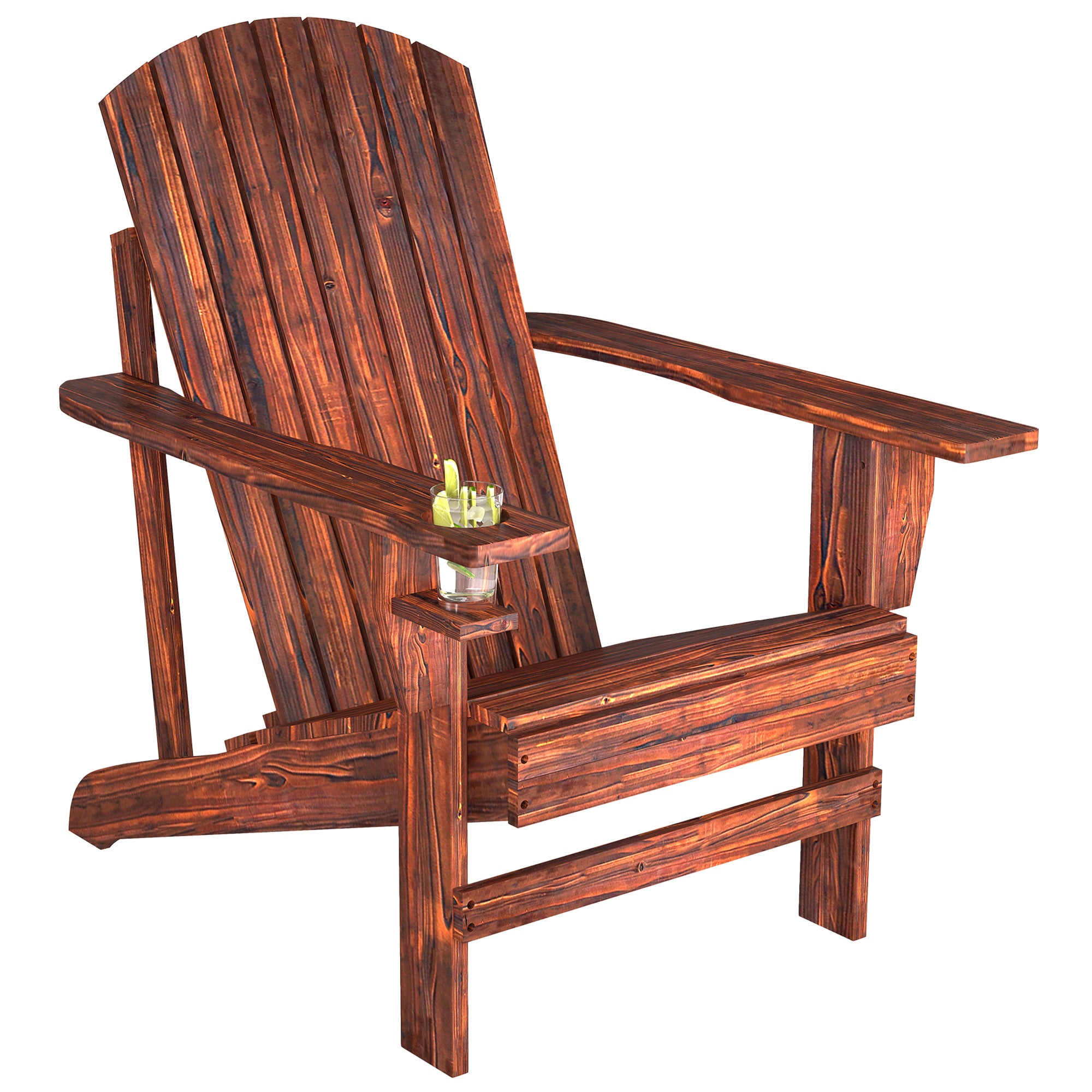 Adirondack Garden Chair with Cup Holder Garden Lounger Balcony Chair Solid Wood Charcoal 72.5 x 97 x 93 cm