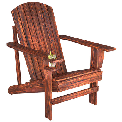 Adirondack Garden Chair with Cup Holder Garden Lounger Balcony Chair Solid Wood Charcoal 72.5 x 97 x 93 cm