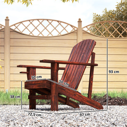 Adirondack Garden Chair with Cup Holder Garden Lounger Balcony Chair Solid Wood Charcoal 72.5 x 97 x 93 cm
