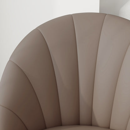 Set of 2 Dining Room Chairs, Modern Kitchen Chairs with Shell Back and Metal Legs, PU Upholstered Chair for Kitchen, Bedroom, Office, and Living Room, Brown