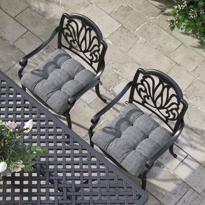 Dining Chair Cushion Set 48x48x10 cm Set of 4 Waterproof and Anti-UV Garden Chair Cushions with 2 Gray Fixing Cords