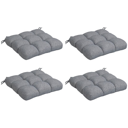 Dining Chair Cushion Set 48x48x10 cm Set of 4 Waterproof and Anti-UV Garden Chair Cushions with 2 Gray Fixing Cords