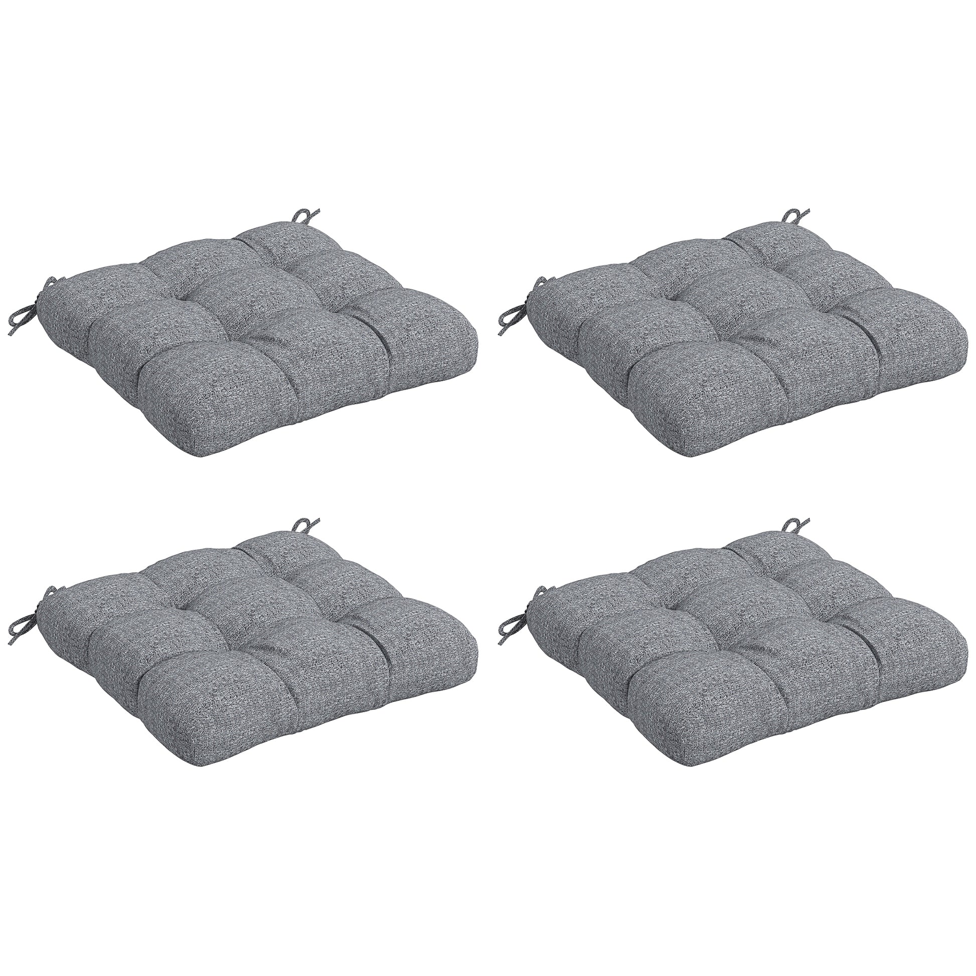 Dining Chair Cushion Set 48x48x10 cm Set of 4 Waterproof and Anti-UV Garden Chair Cushions with 2 Gray Fixing Cords