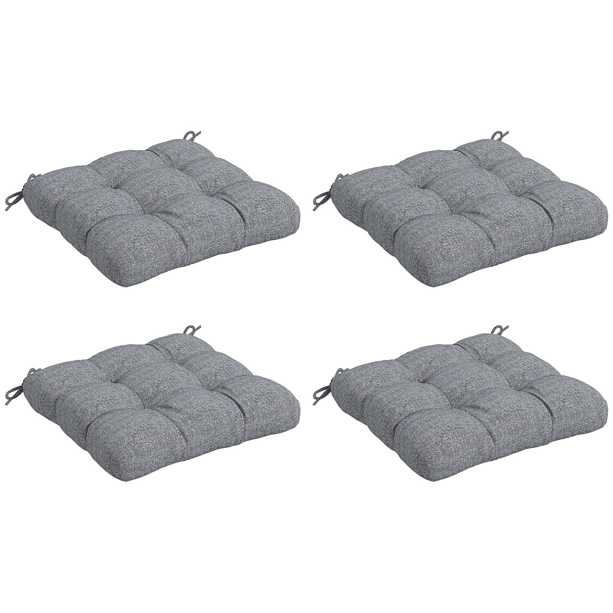 Dining Chair Cushion Set 48x48x10 cm Set of 4 Waterproof and Anti-UV Garden Chair Cushions with 2 Gray Fixing Cords