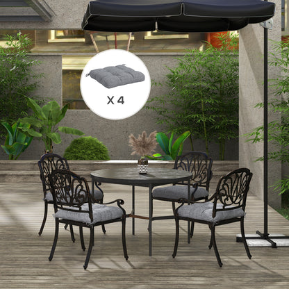 Dining Chair Cushion Set 48x48x10 cm Set of 4 Waterproof and Anti-UV Garden Chair Cushions with 2 Gray Fixing Cords