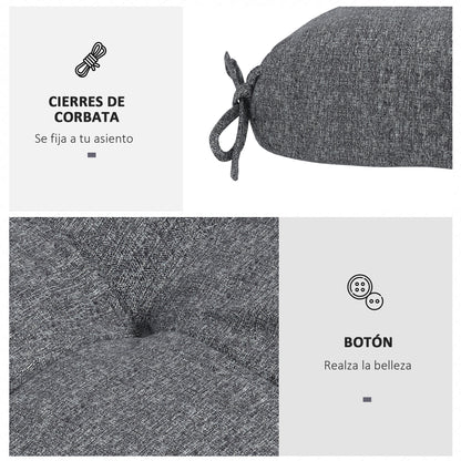 Dining Chair Cushion Set 48x48x10 cm Set of 4 Waterproof and Anti-UV Garden Chair Cushions with 2 Gray Fixing Cords