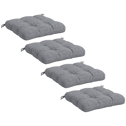 Dining Chair Cushion Set 48x48x10 cm Set of 4 Waterproof and Anti-UV Garden Chair Cushions with 2 Gray Fixing Cords