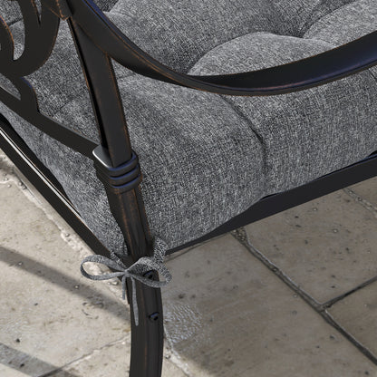 Dining Chair Cushion Set 48x48x10 cm Set of 4 Waterproof and Anti-UV Garden Chair Cushions with 2 Gray Fixing Cords