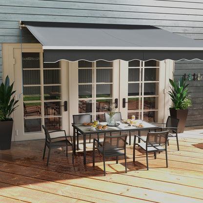 Steel Garden Set 7 Pieces Dining Set with 1 Table and 6 Stackable Metal Epoxy Textilene Dark Gray Chairs