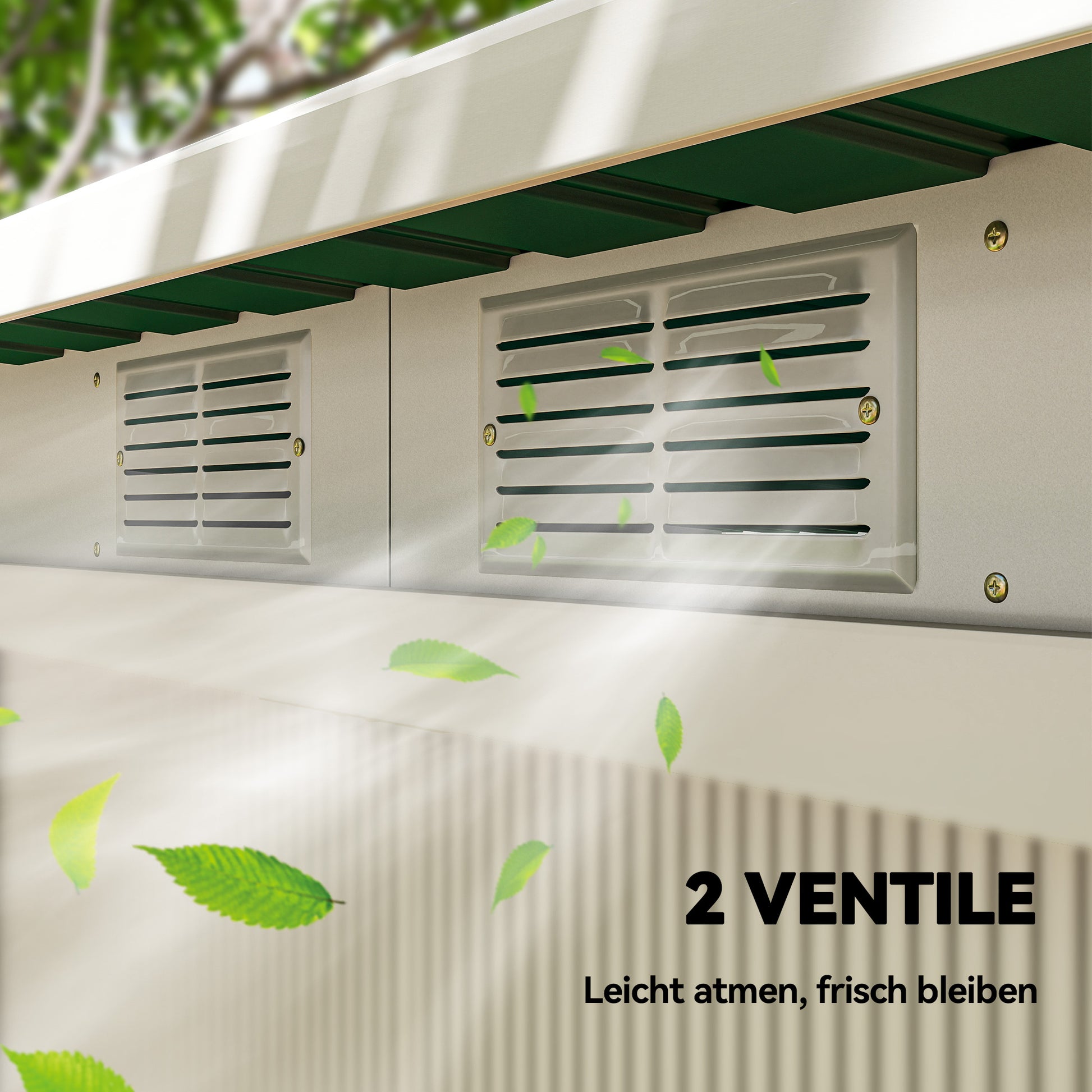 Metal Tool Shed 6.3m³ 280x130x172cm Equipment Shed with Pent Roof Sliding Door Weatherproof Garden Shed Outdoor Garden Storage Cabinet for Backyard Outdoor Area Anthracite, Dark Green