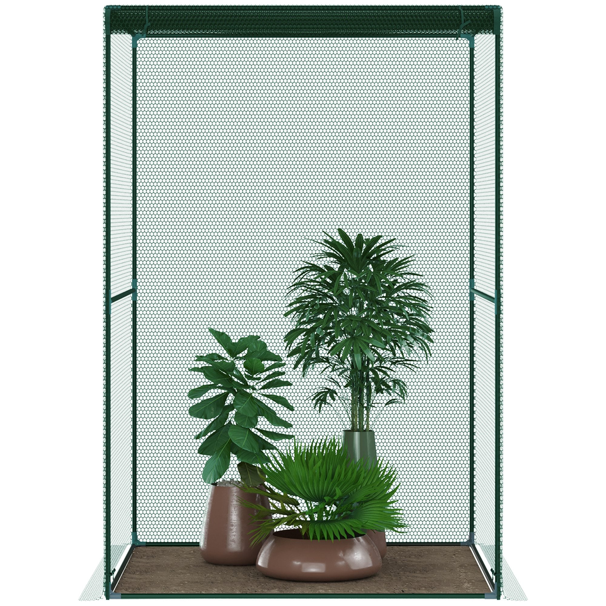 Gardening Cage for Plants and Insects with Roll-Up Door and Steel Frame for Garden, Terrace, Patio 120x120x180 cm Dark Green