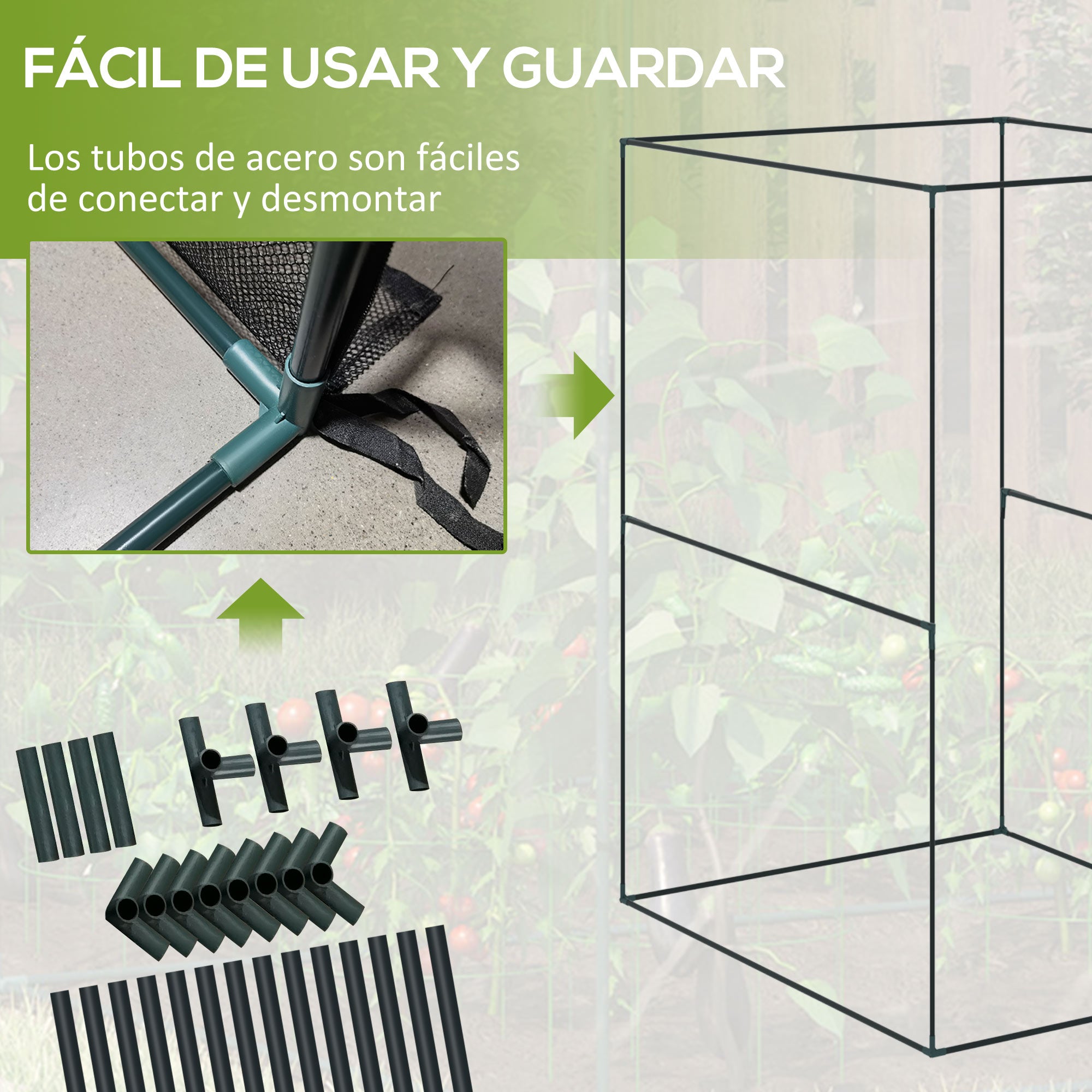 Gardening Cage for Plants and Insects with Roll-Up Door and Steel Frame for Garden, Terrace, Patio 120x120x180 cm Dark Green