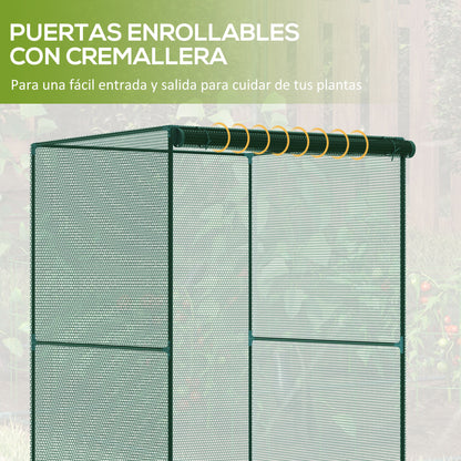 Gardening Cage for Plants and Insects with Roll-Up Door and Steel Frame for Garden, Terrace, Patio 120x120x180 cm Dark Green