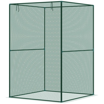 Gardening Cage for Plants and Insects with Roll-Up Door and Steel Frame for Garden, Terrace, Patio 120x120x180 cm Dark Green