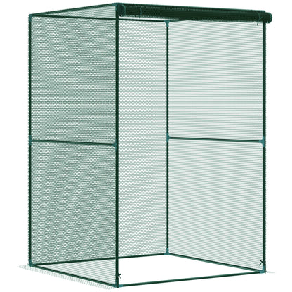 Gardening Cage for Plants and Insects with Roll-Up Door and Steel Frame for Garden, Terrace, Patio 120x120x180 cm Dark Green