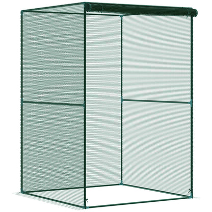 Gardening Cage for Plants and Insects with Roll-Up Door and Steel Frame for Garden, Terrace, Patio 120x120x180 cm Dark Green